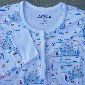 Katydid Martha's Vineyard Adult Henley Shirt Sleep Pima Cotton Iconic Lighthouse